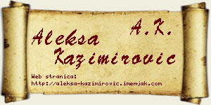 Aleksa Kazimirović vizit kartica